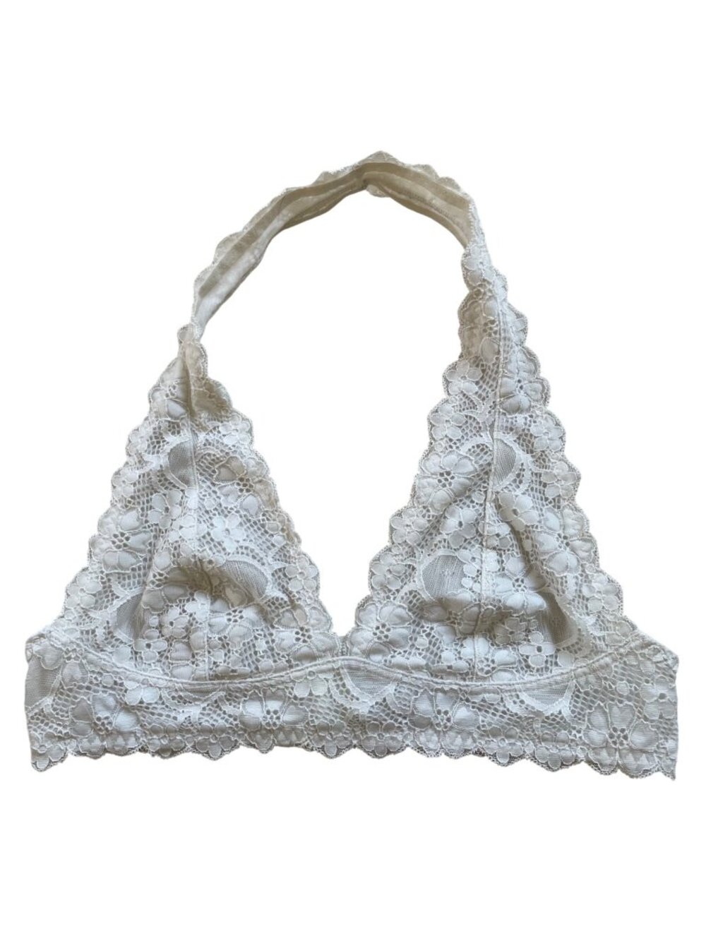 Free People Intimately White Halter Lace Bralette With Floral Design Medium